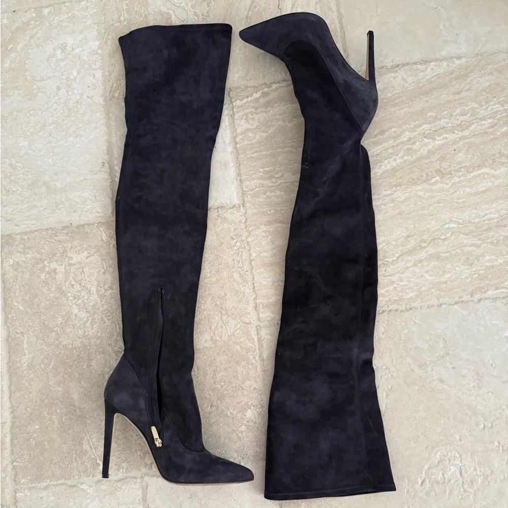 Sergio Rossi stiletto suede boots thigh high EUC - Picture 2 of 15